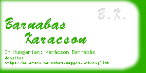 barnabas karacson business card